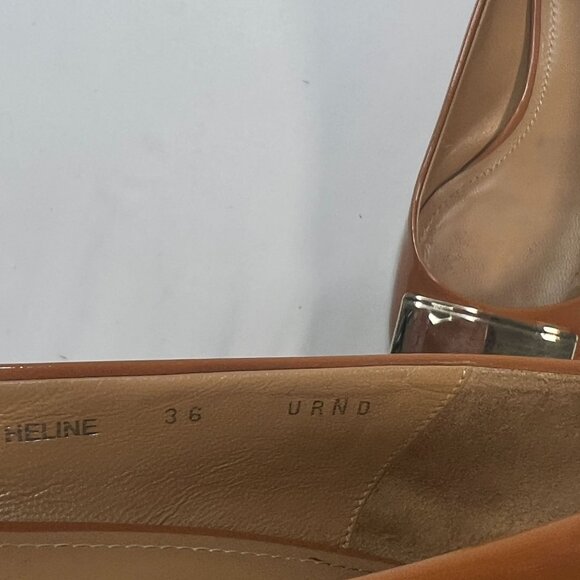 Bally Heline Patent Calf Leather Low Heels w/ metal Logo Plaque Brown 36 US 5.5 - Picture 12 of 16